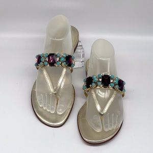 VALENTINO GARAVANI JEWELED FIIP FLOP SANDALS